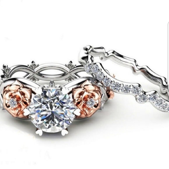 *Only size 6 left* CZ Rose Gold & Silver Ring Set - Picture 2 of 4